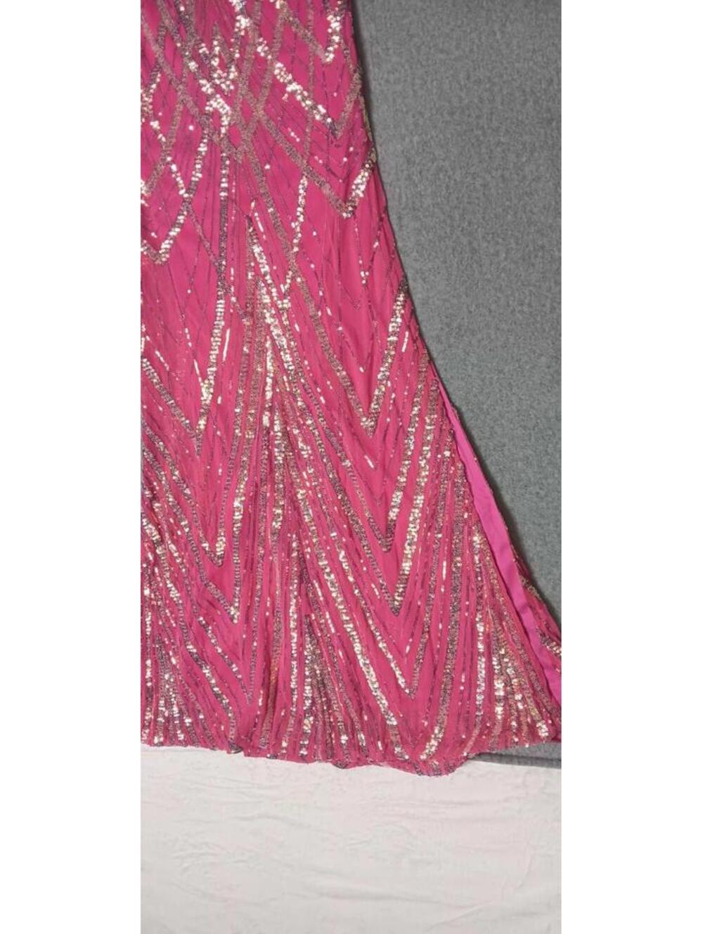 Banjul Sequin Mermaid Fit And Flare Maxi Dress Womens Size Small Pink With Rose - Picture 10 of 12
